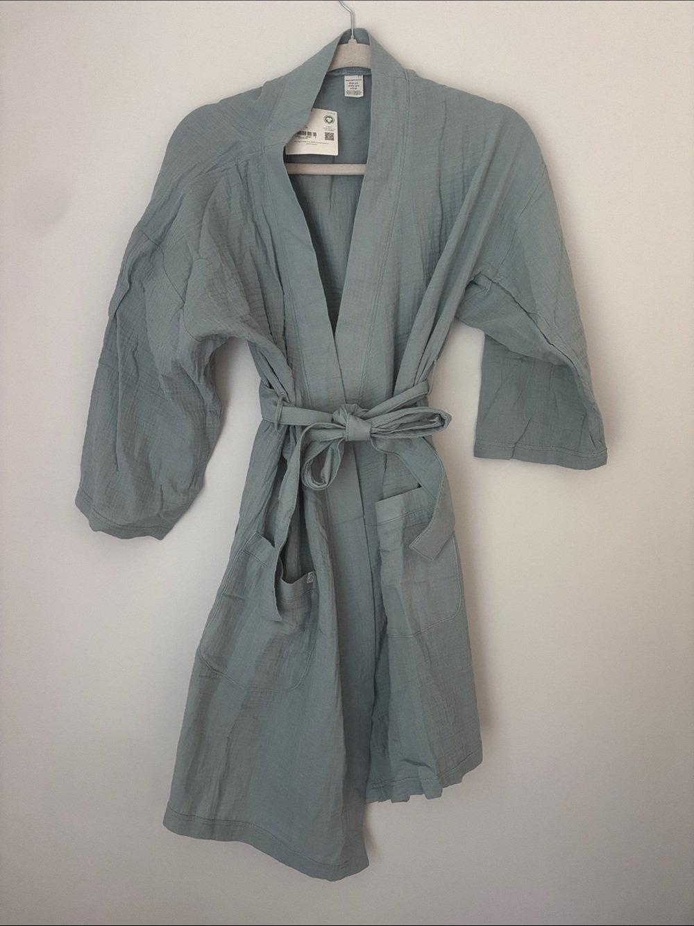 Little Planet by Carter's Organic Light Blue GOTS Organic Cotton Gauze Robe XS/S
